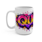 Queens Graffiti Art Mug | Colorful Drip Street Art 15 oz Ceramic