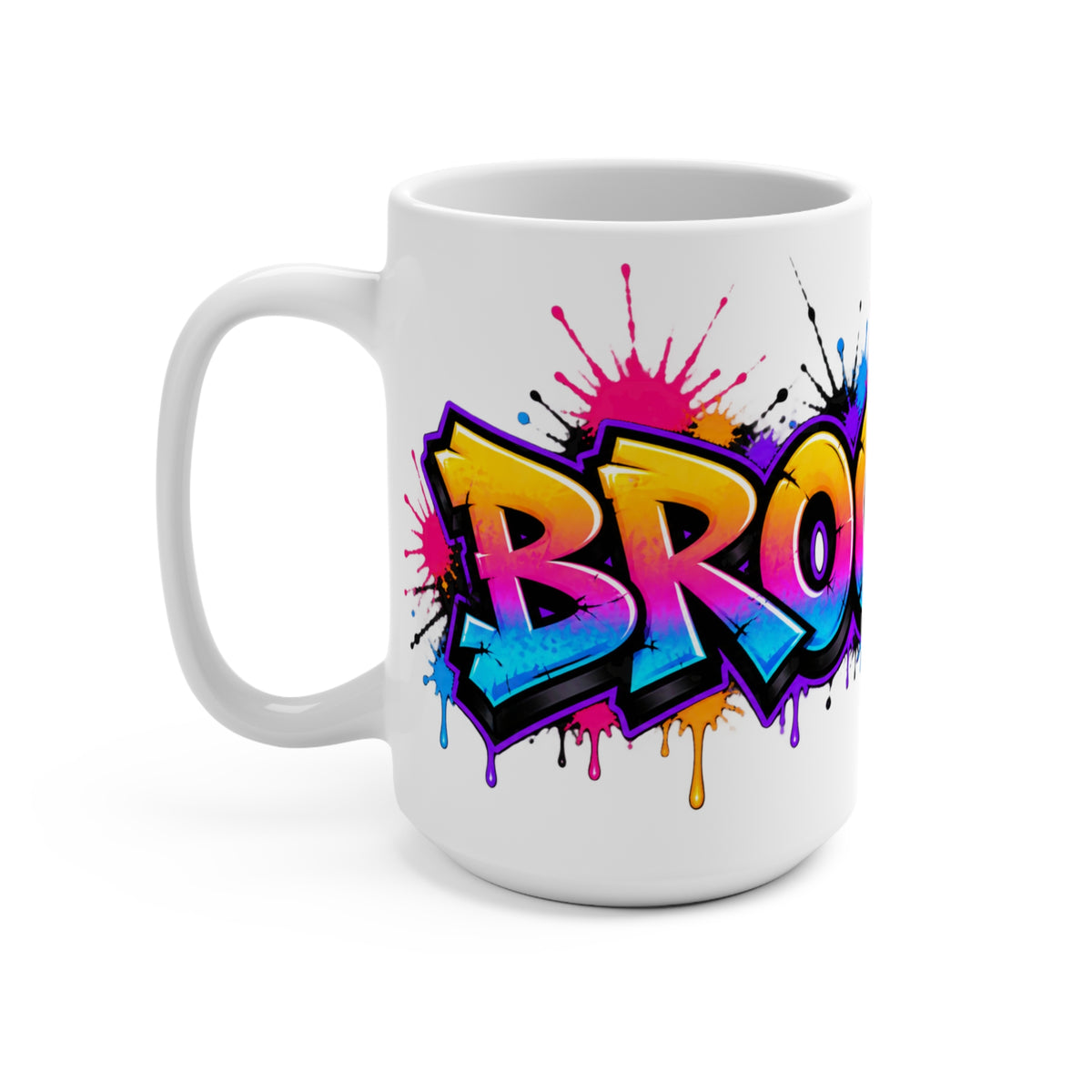 Brooklyn graffiti name mug | Colorful street art typography 15oz