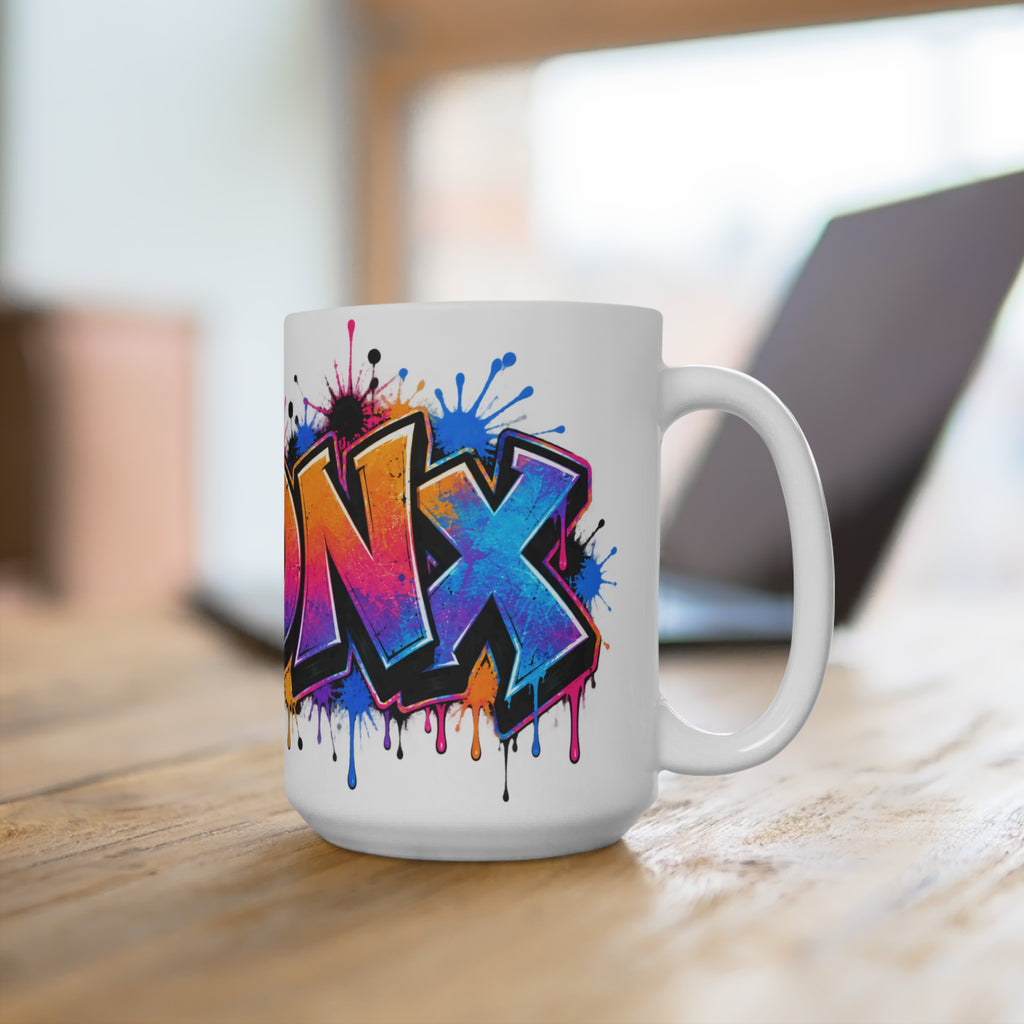 Bronx Graffiti Art Mug | Colorful Drip Street Art 15oz Ceramic