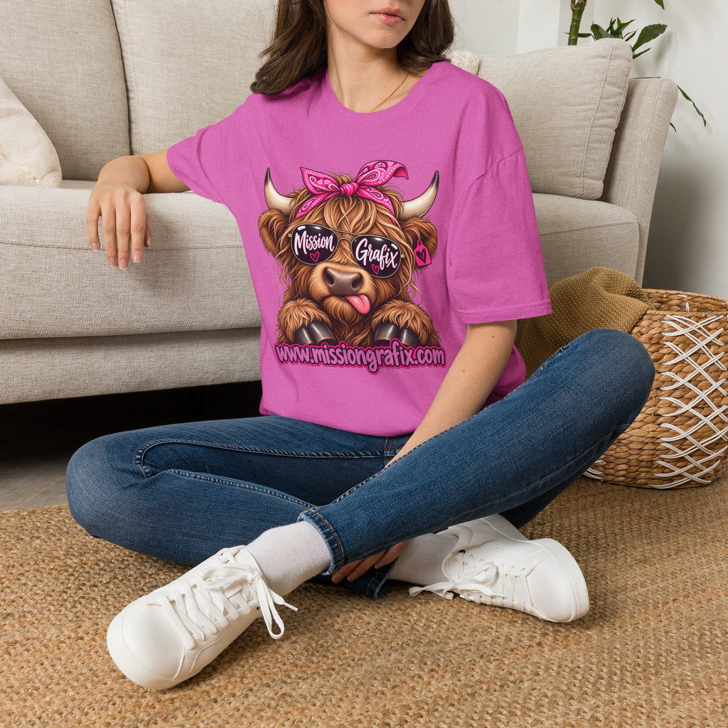 Mission Grafix Highland Cow Pink - T-Shirt