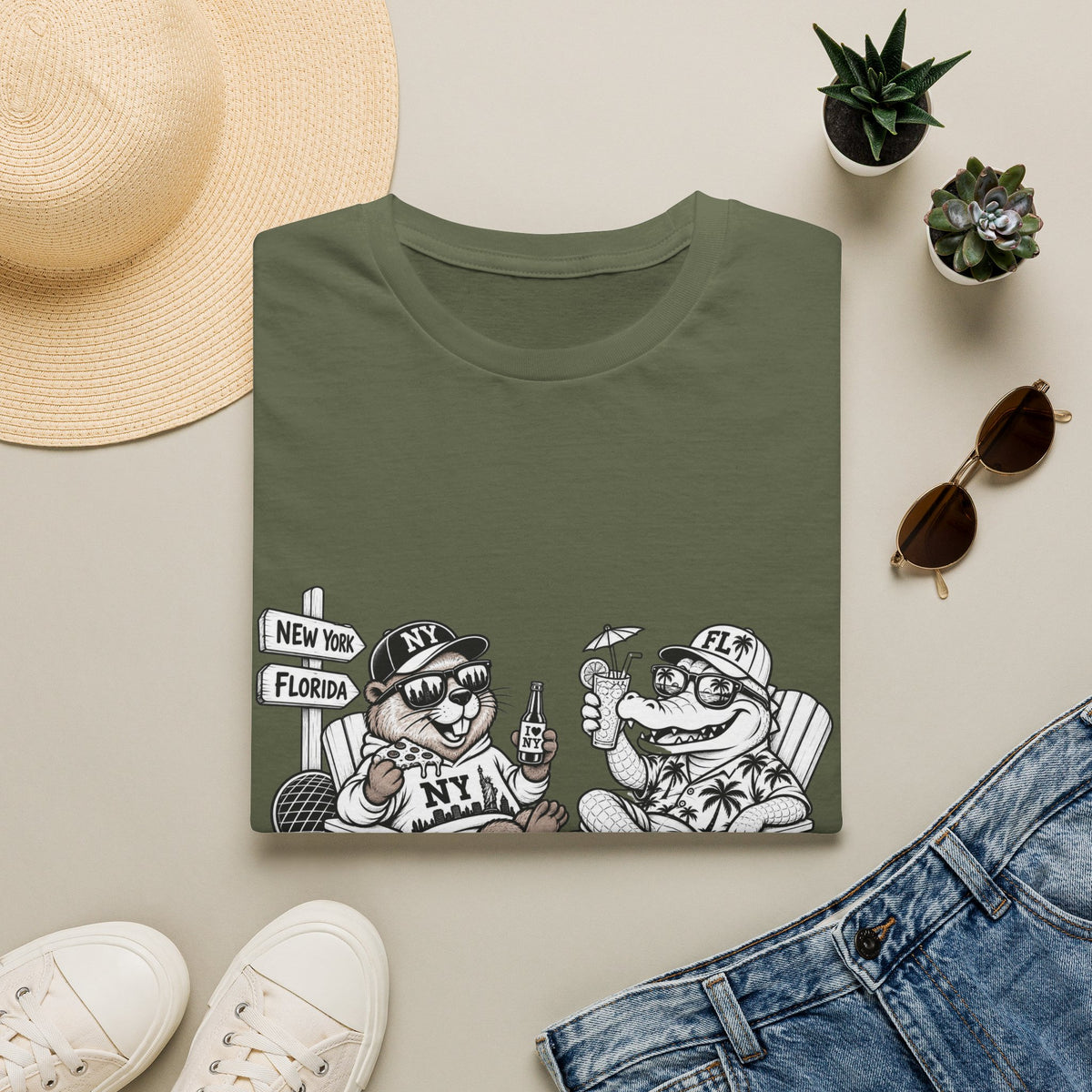 NY Beaver Meets FL Gator Same Vibes Different Place T-Shirt