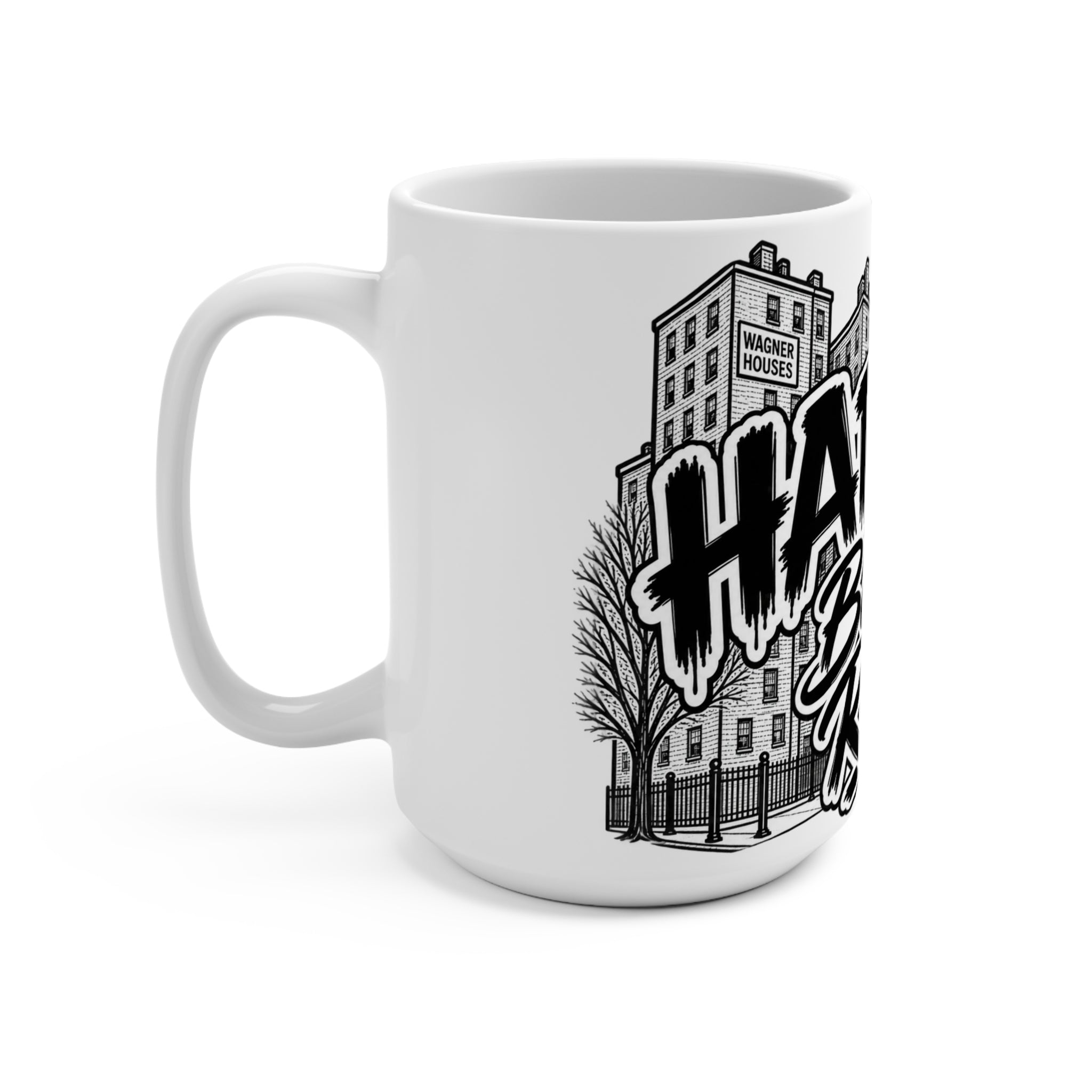 Harlem Born & Raised Mug | City Skyline Typography, Neighborhood Pride
