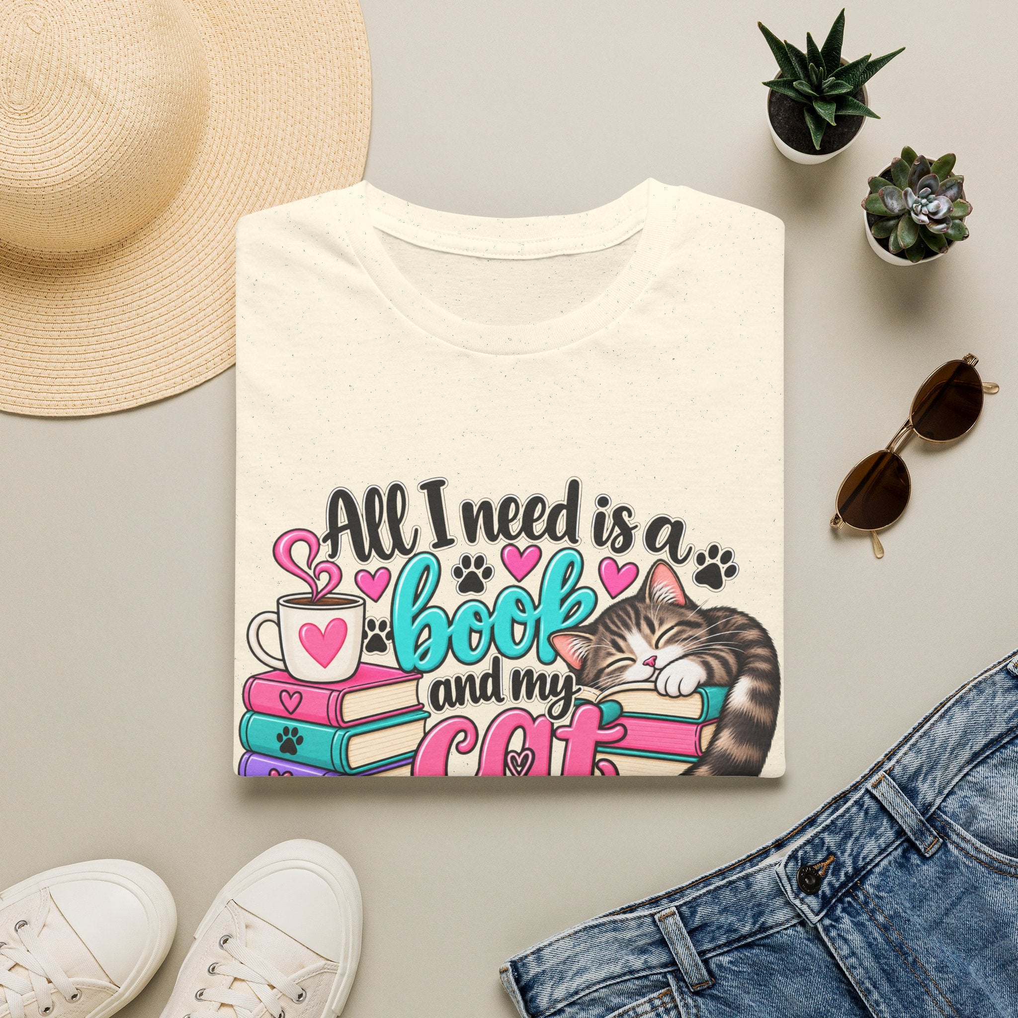 All I Need is a Book & My Cat T-Shirt