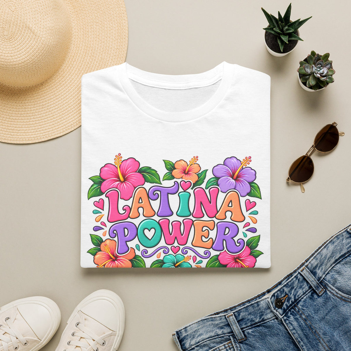 Latina Power Floral Retro T-Shirt