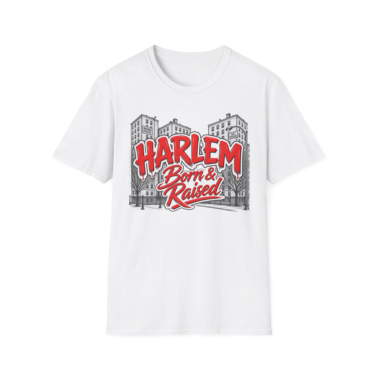 Harlem Born & Raised Red Letters T-Shirt
