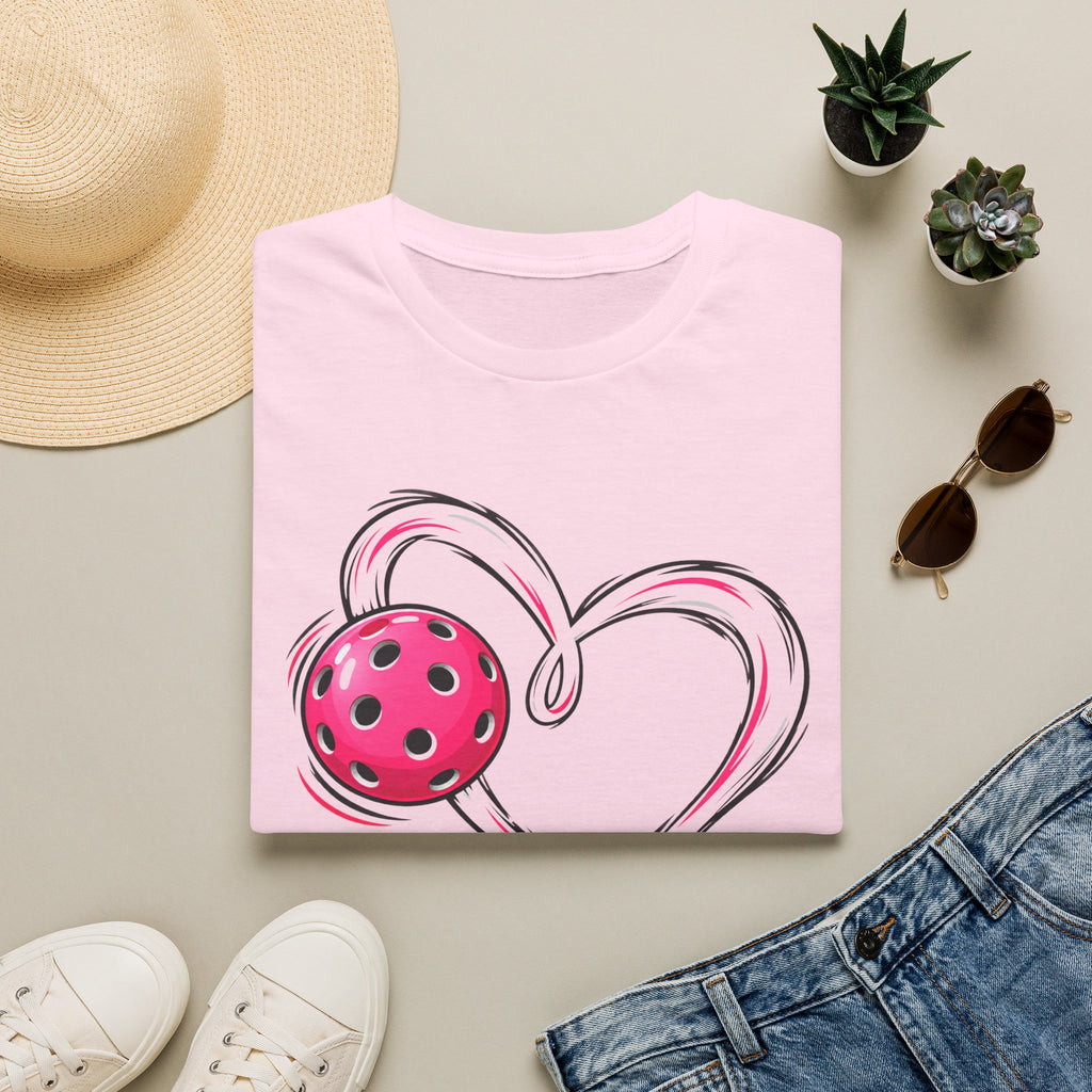 Pink Pickle Ball Heart T-Shirt