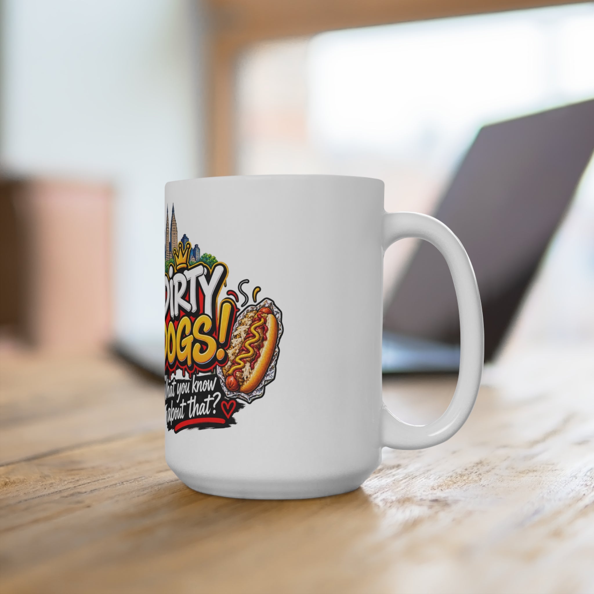 Dirty Dogs NYC Hot Dog Cart Mug | New York City Street Food Coffee Cup