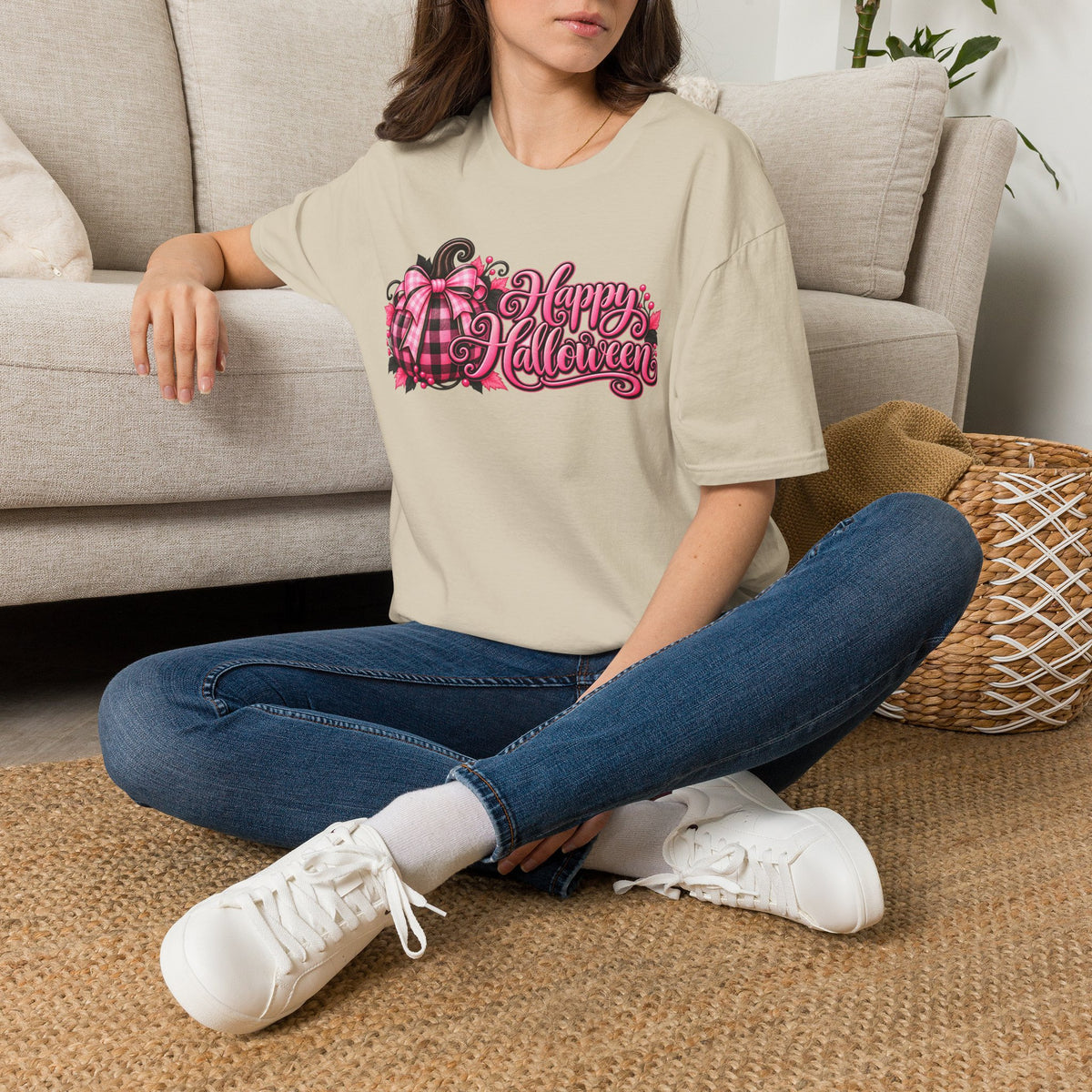 Happy Halloween Plaid Pumpkin T-Shirt