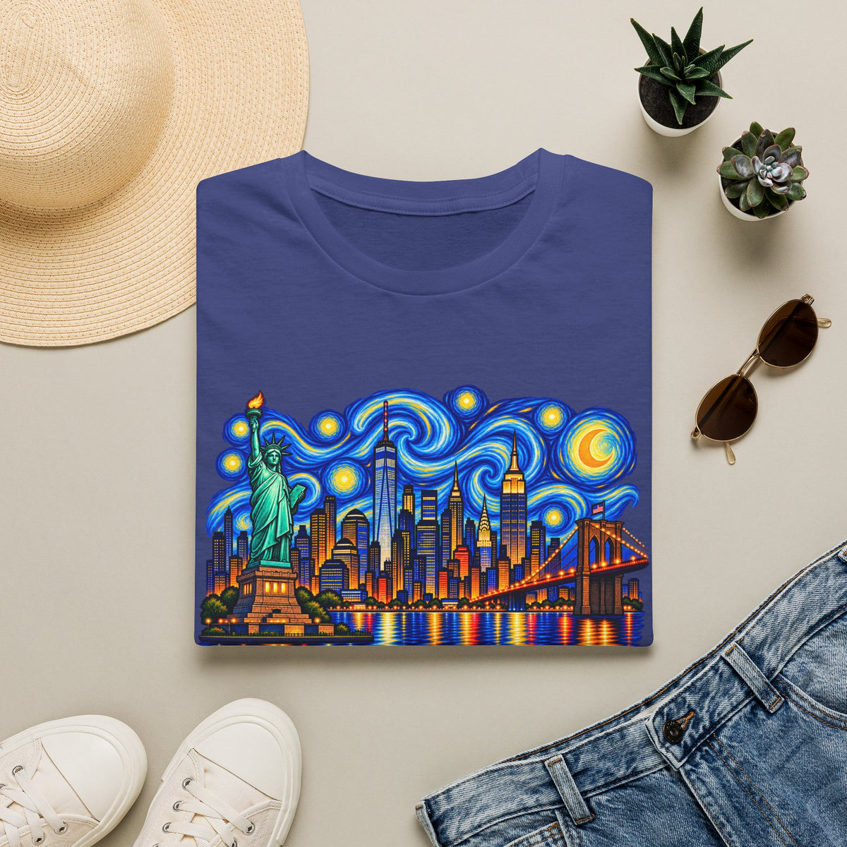 Starry Night New York Skyline T-Shirt