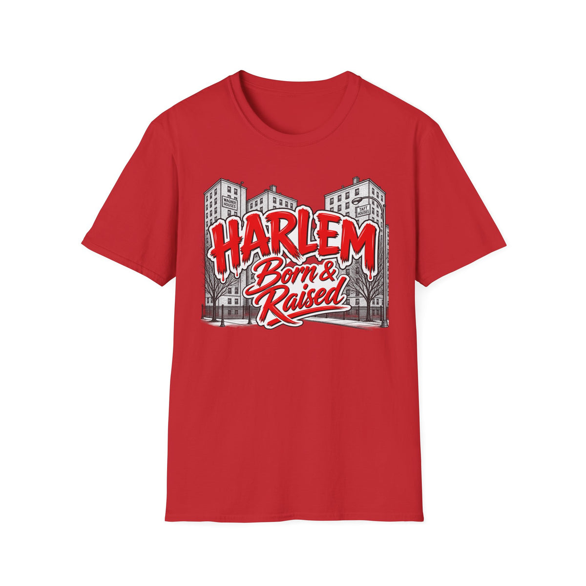 Harlem Born & Raised Red Letters T-Shirt