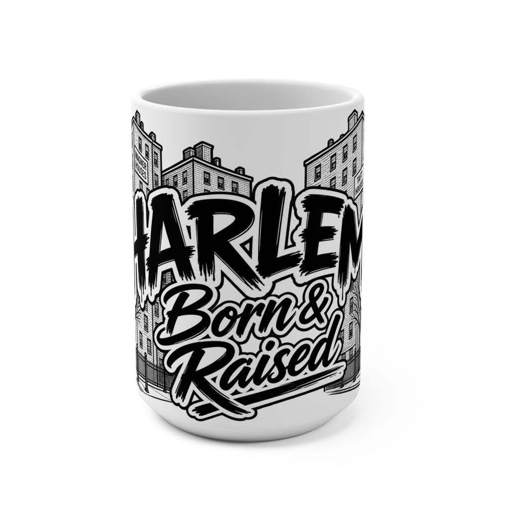 Harlem Born & Raised Mug | City Skyline Typography, Neighborhood Pride