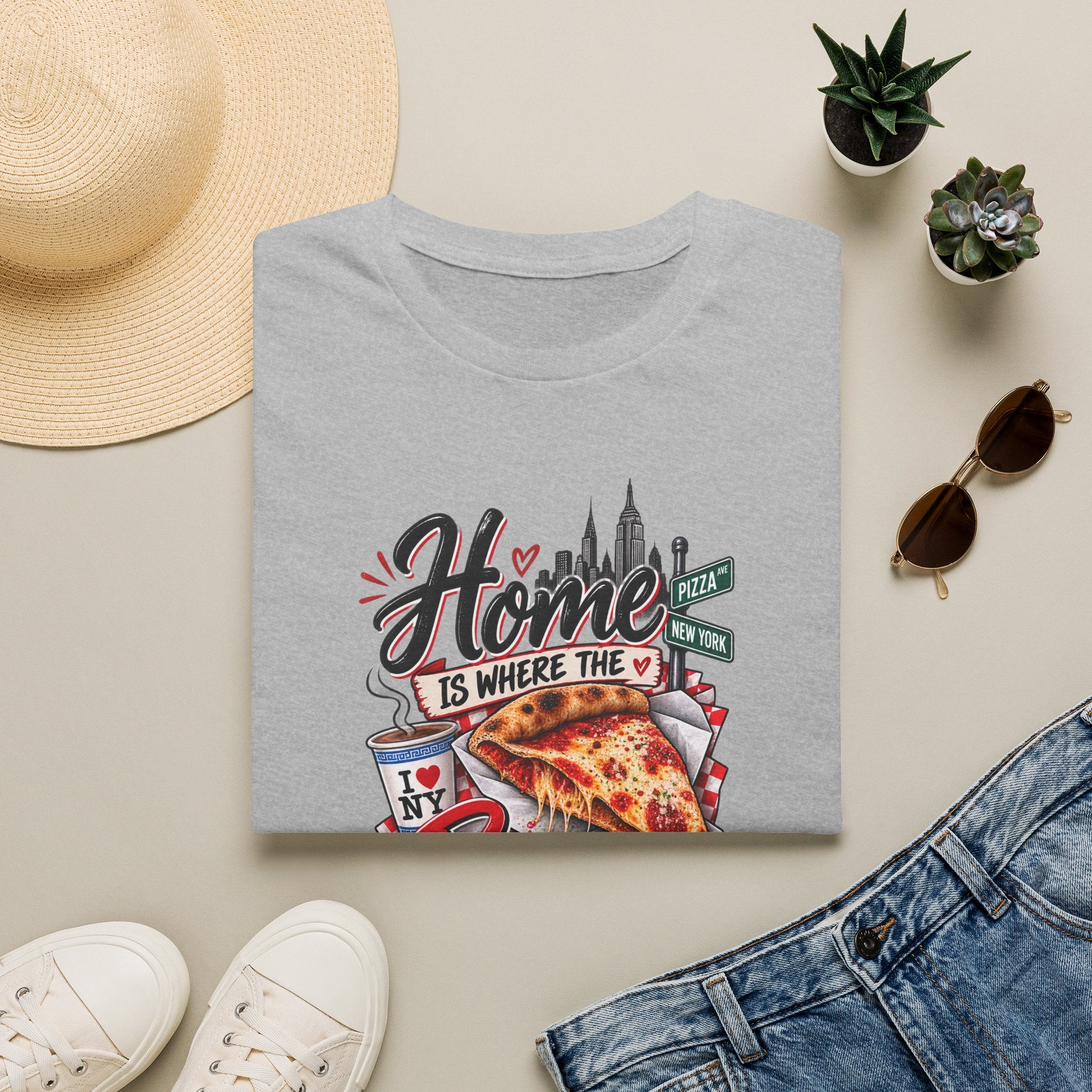 Home Is Where the Pizza Is Folded Right T-Shirt