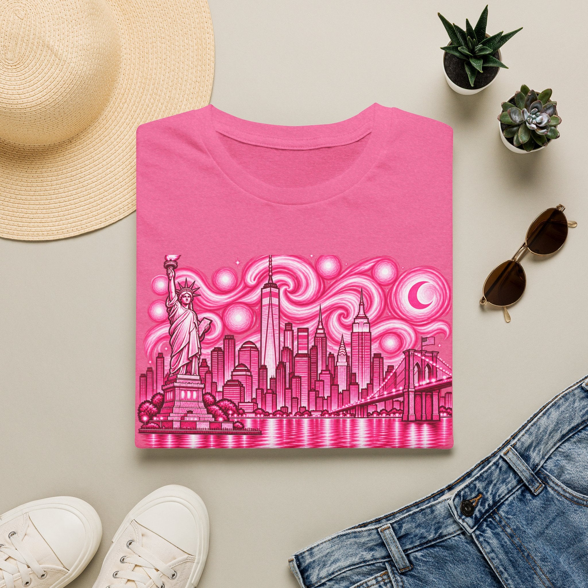 Pink New York City Skyline T-Shirt