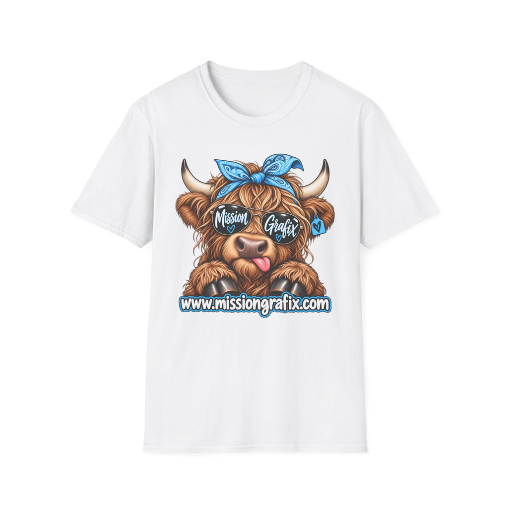 Mission Grafix Highland Cow Sky Blue - T-Shirt
