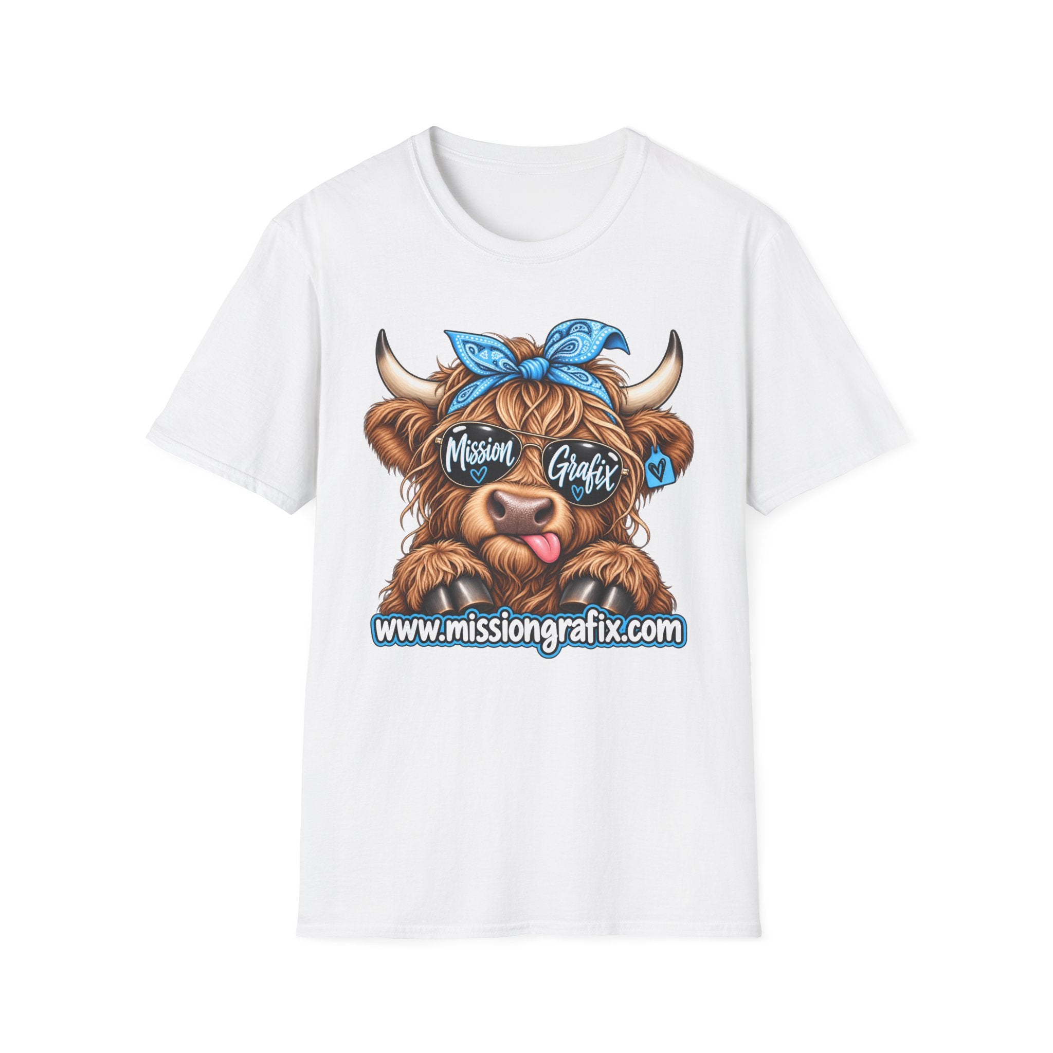 Mission Grafix Highland Cow Sky Blue - T-Shirt
