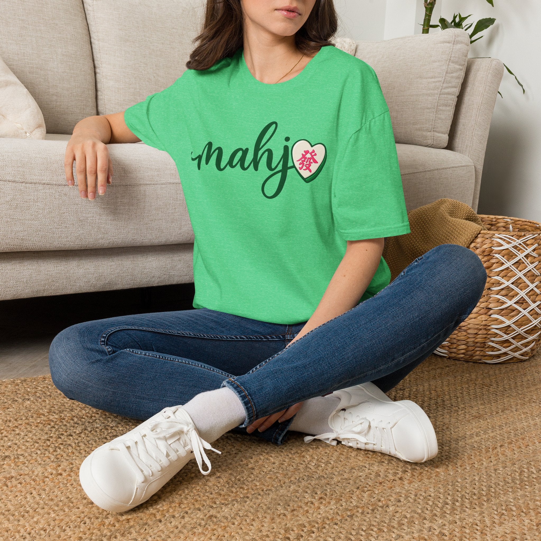 Mahj Green Script T-Shirt