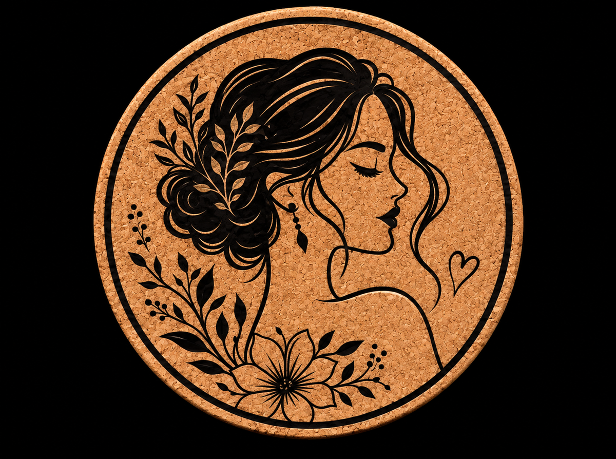 Woman with Flowers in Hair - Cork Coaster