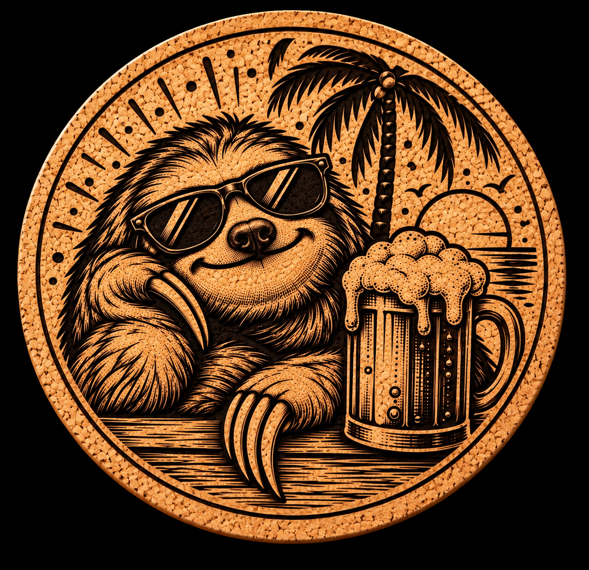 Sloth with A Beer Coaster